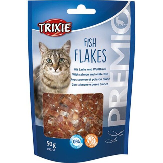 friandise premio fish flakes pour chat de chez trixie